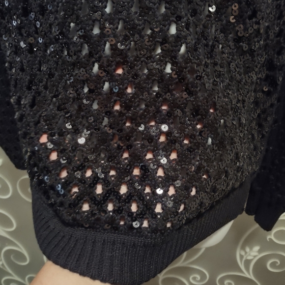 WOMENS SPARKLY BLACK SWEATER SIZE L - Picture 3 of 6